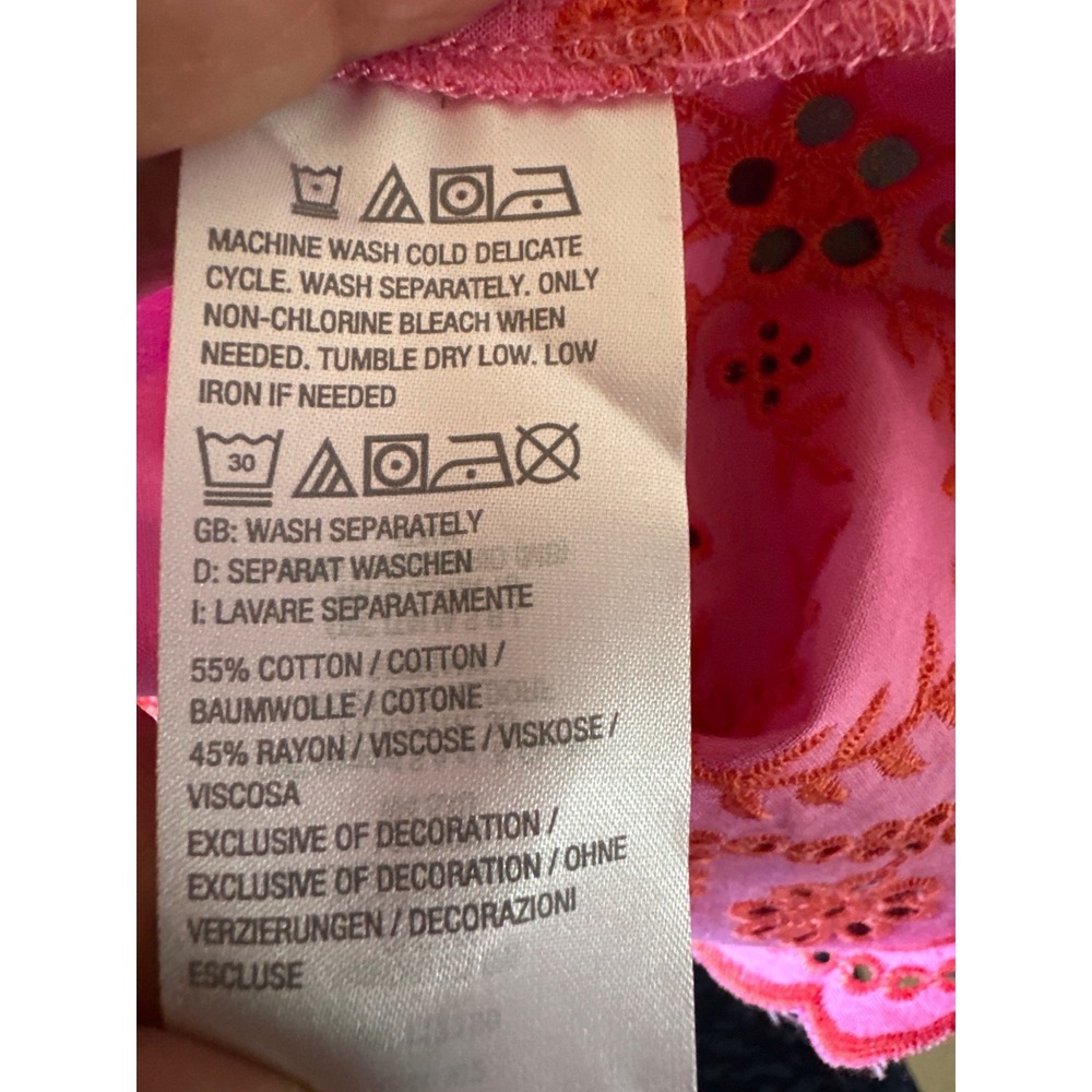 Belle by‎ Kim Gravel Daisy Pop Embroidered Blouse Preppy Pink Large - Picture 7 of 7
